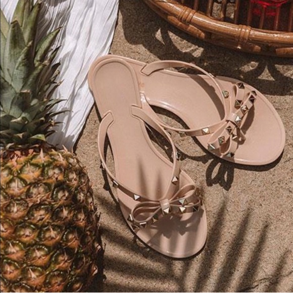 Nude studded jelly sandals - Picture 2 of 2